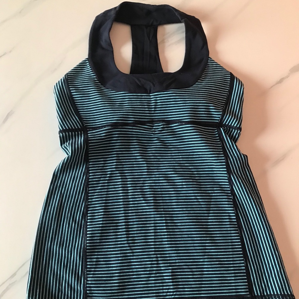 LULULEMON BLUE STRIPED RACER BACK TANK (4)